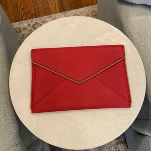 Red Leather Rebecca Minkoff Envelope Clutch